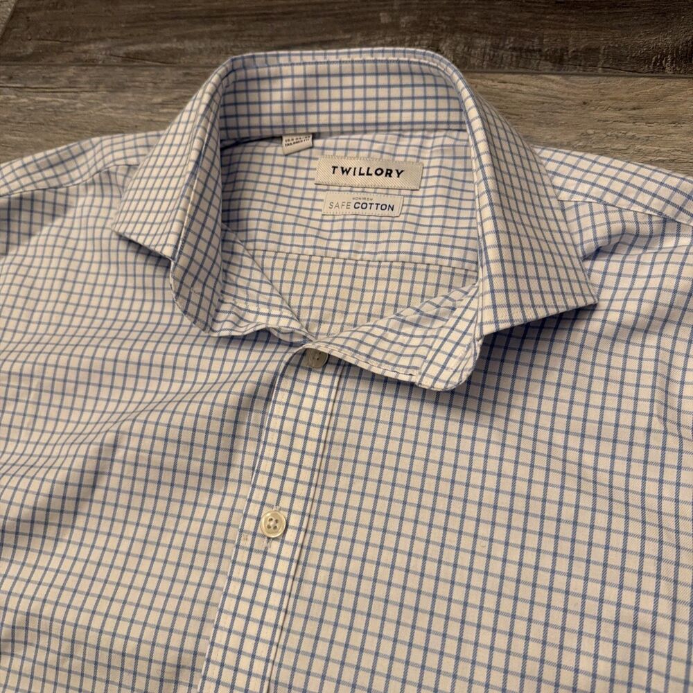 Twillory Button Up Dress Shirt Men's 15.5 34/35 Tailored Fit Safe Cotton Stretch